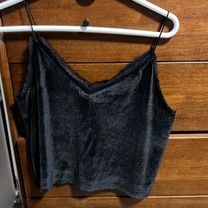 H&M black felt crop top